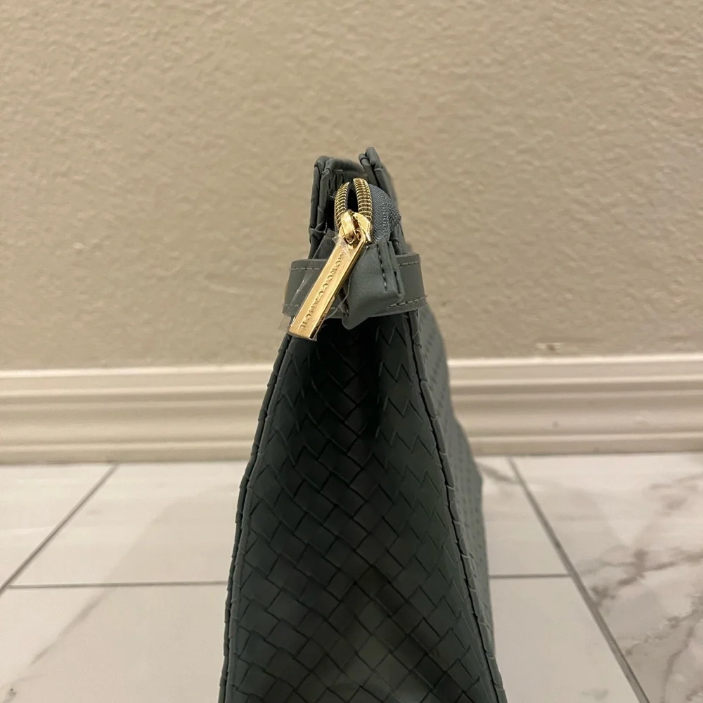 Moroccanoil  Cosmetic Pouch in Slate Green with Gold Hardware